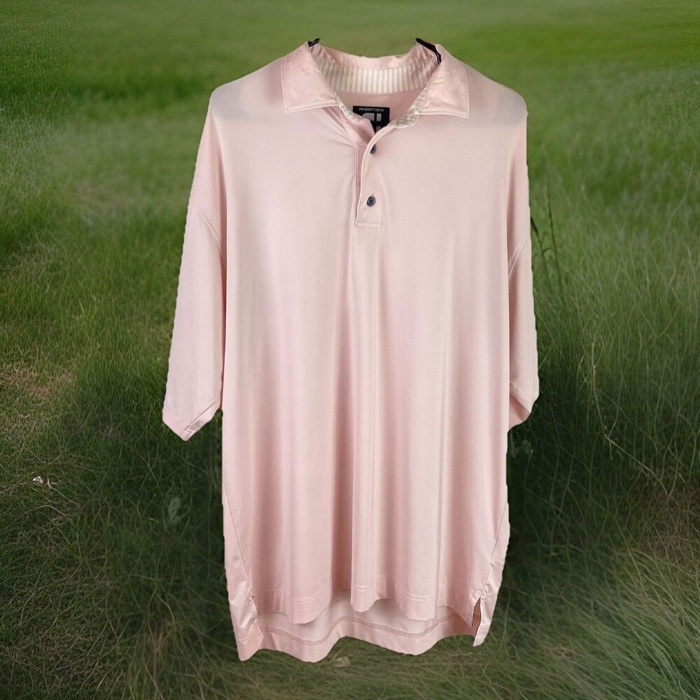 Footjoy Prodry Lisle Mens Light Pink Golf Polo Shirt Embroidered Logo Size Large